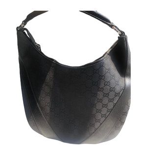 Gucci Amalfi black handbag. Leather and cloth. Authentic. Vintage.